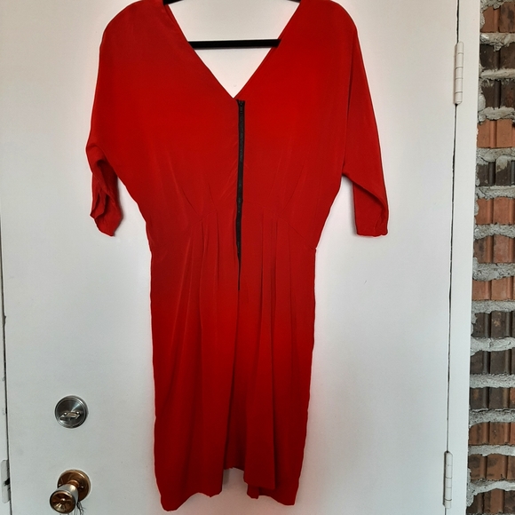 Milly 100% Silk Red Dress Size 8 - Picture 2 of 5